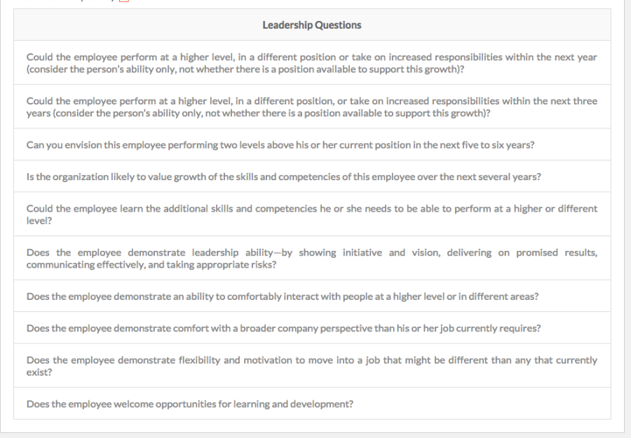 Enable Leadership Questionnaire