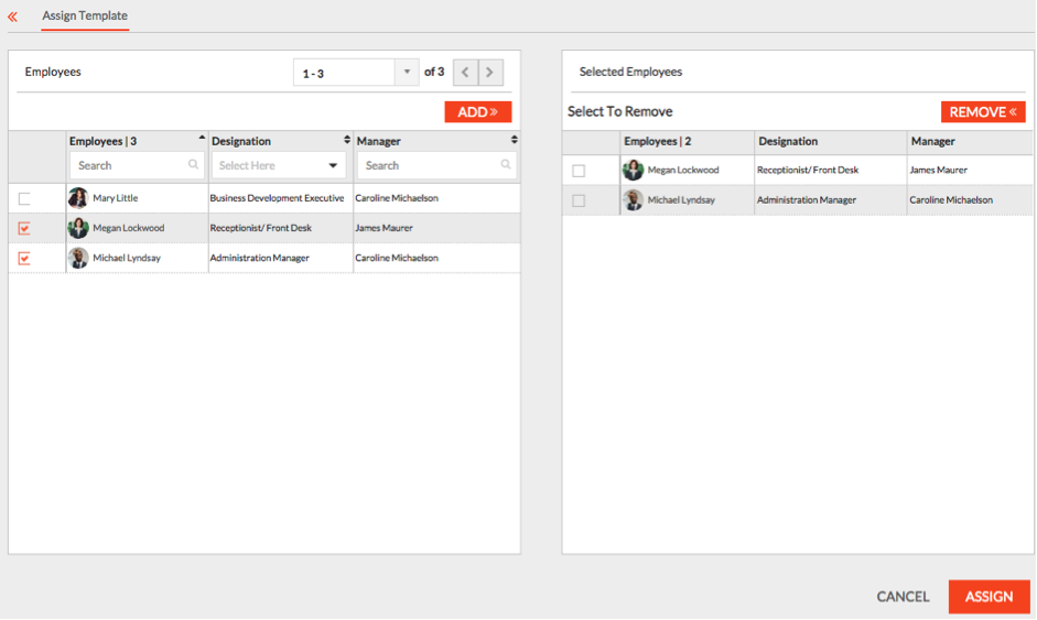 Employee Assign Template