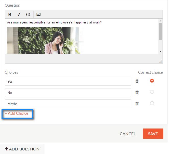 Adding Choice To Quiz Question