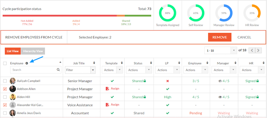 Removing Employees From A Cycle