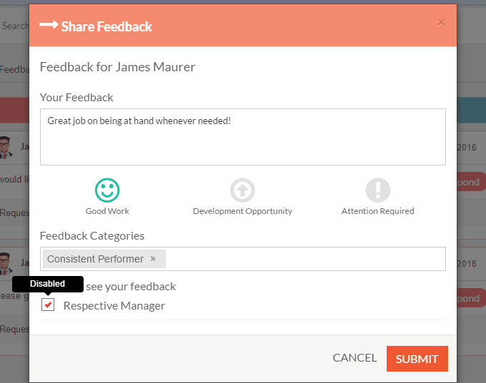 User can respond to Feedback Request