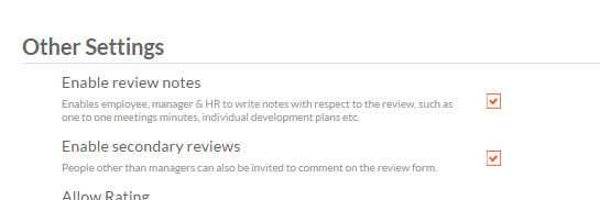 review note setting