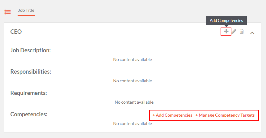 Adding Job Competencies to Templates
