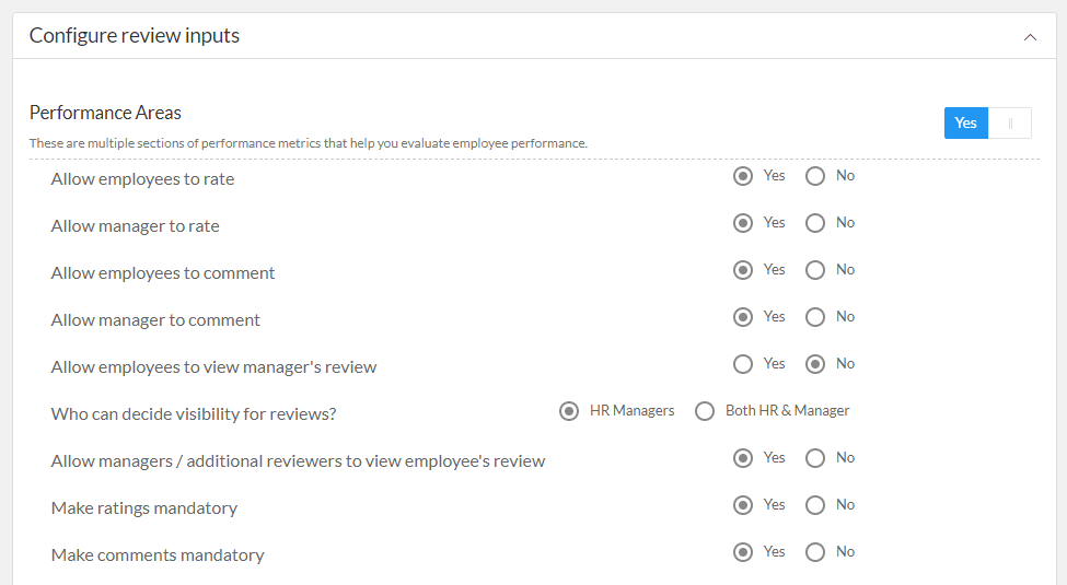 default configure inputs