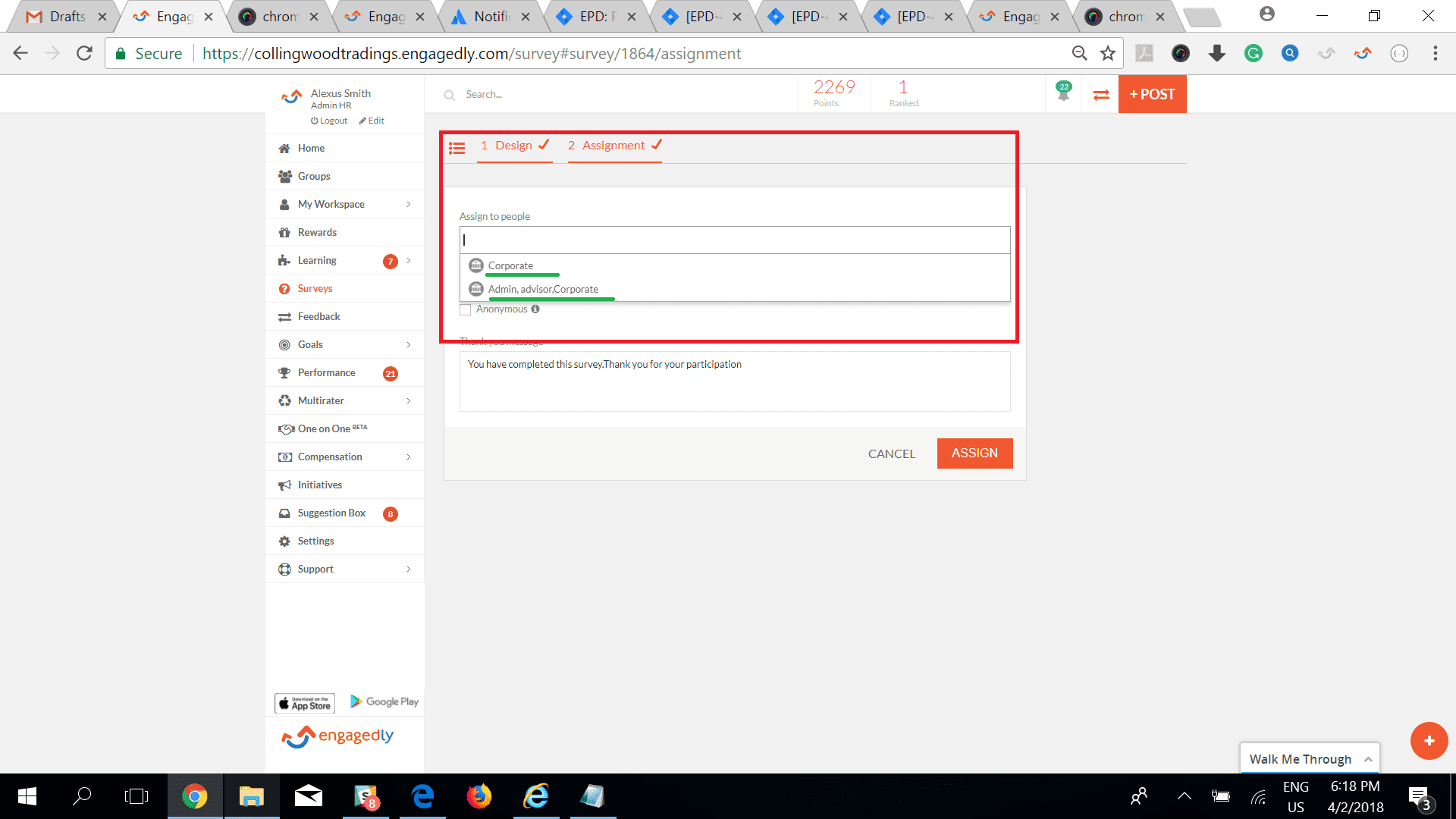 Short and quick surveys with AMP and Engagedly