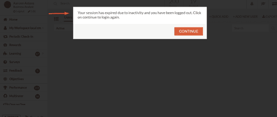Engagedly Timeout message popup