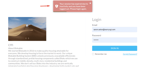 Engagedly Logout session popup