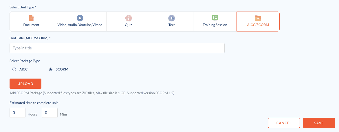 Engagedly LMS Scorm Aicc Course Upload