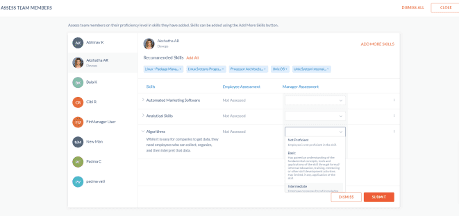 engagedly assess team member skill proficiency