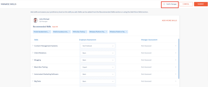 engagedly skills notify manager