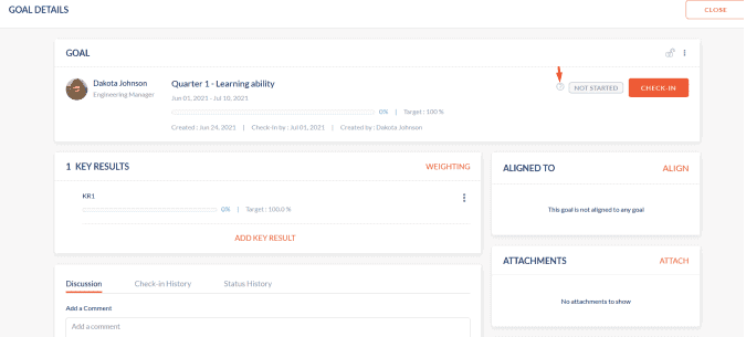 Engagedly goal details page