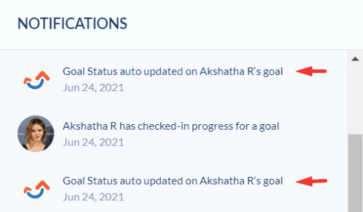 Engagedly Goal Manager Notification update