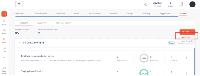 Engagedly create survey