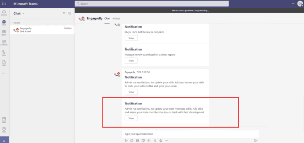 Engagedly Ms teams receive notifications