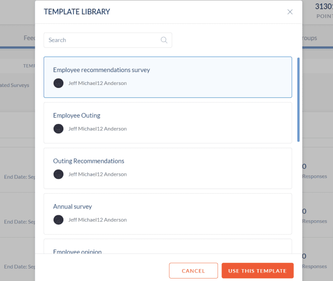 Engagedly survey template library