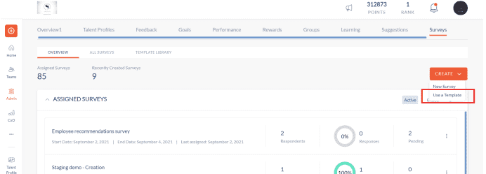 Engagedly survey use template