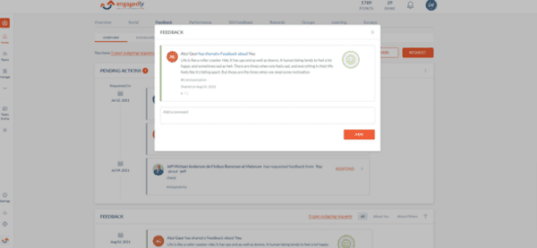 Linked notification on engagedly platform
