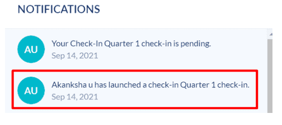 In-app and email notification