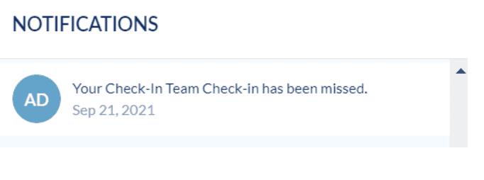 In-app notification for missed check-in