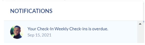 In-app notification for overdue check-in