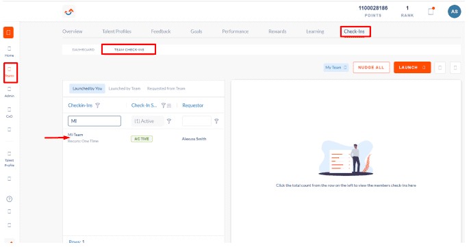 Team check-ins - launched by you