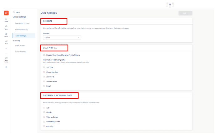 Engagedly admin user settings