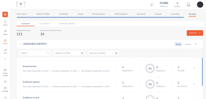 Engagedly assigned surveys