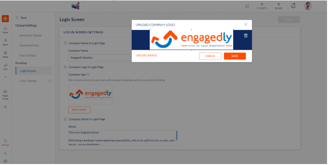 Engagedly branding and logo screen