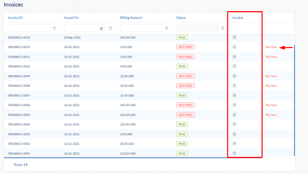 Engagedly invoice table
