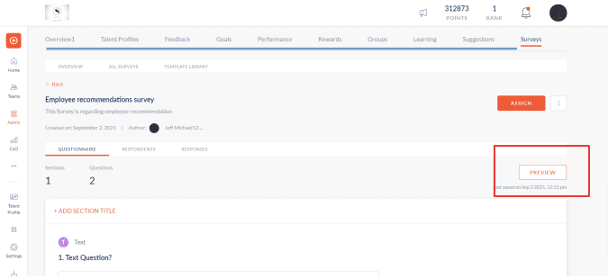 Engagedly survey preview