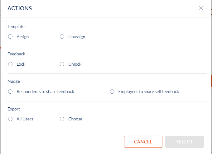 Actions - Feedback, nudge, export