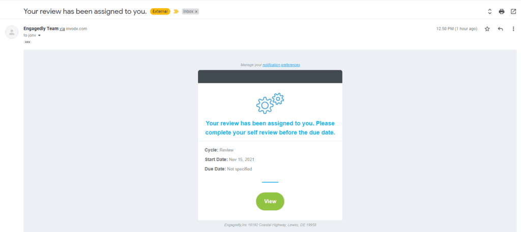 Employee Email Notification for Pending Actions