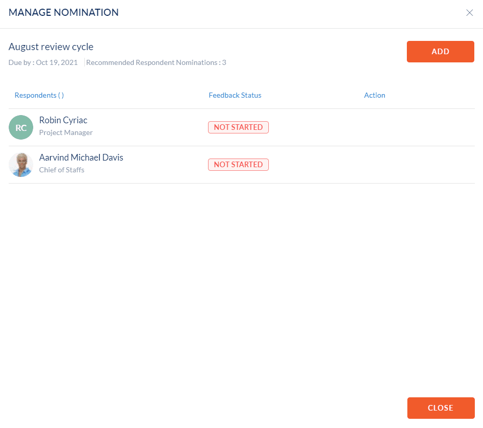 Manage nominations - Add/remove