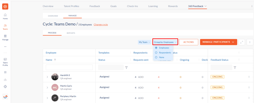Manage review by groups