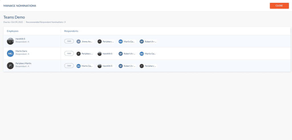 Nominate Respondents - Teams demo