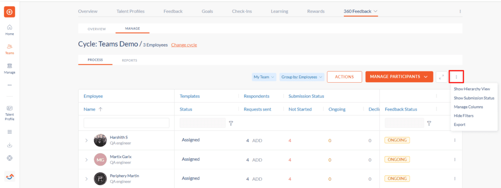 Overflow menu - actions