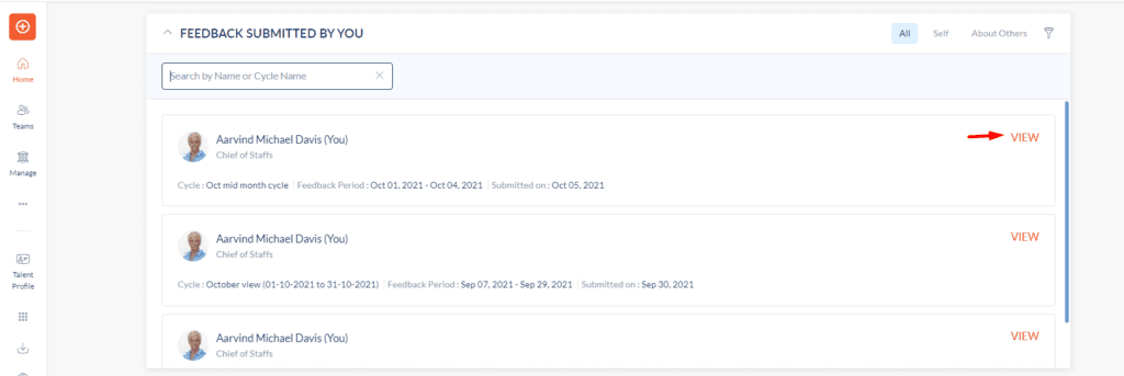 Submitted feedback