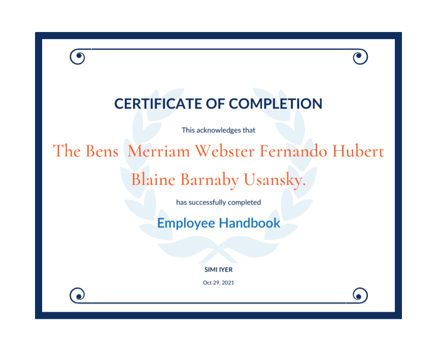 Training certificates