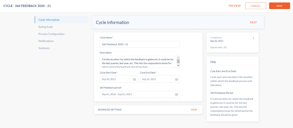 cycle information