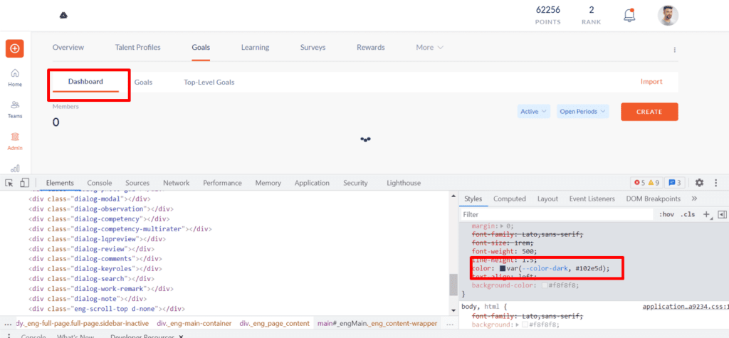 Font colour inactive state
