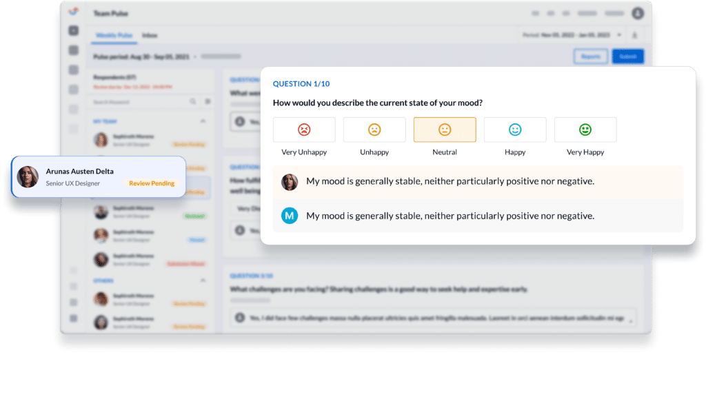 Manager review on Team Pulse