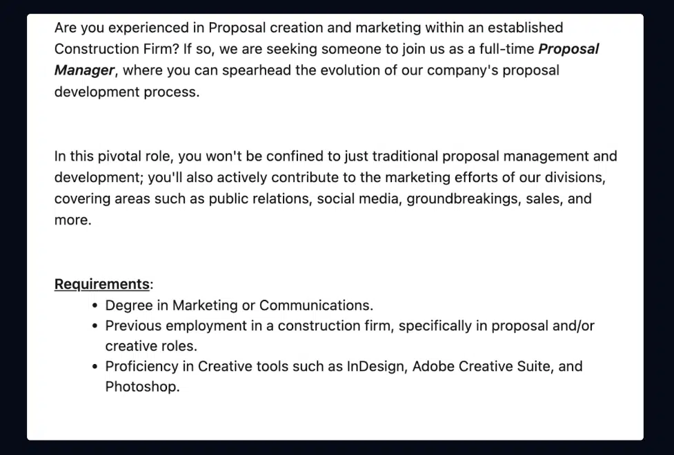 proposal creation