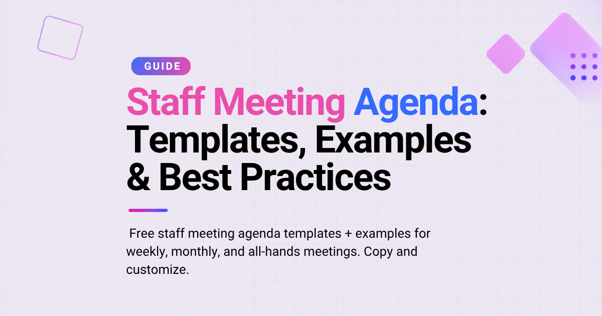 Staff Meeting Agenda Templates Examples Best Practices Staff Meeting Agenda Templates Examples Best Practices