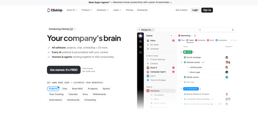 ClickUp - Best All-in-One Project Hub