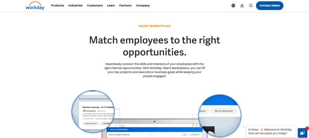 Workday Talent Marketplace Home Page