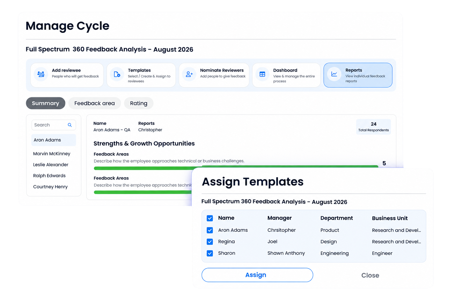 Performance management interface