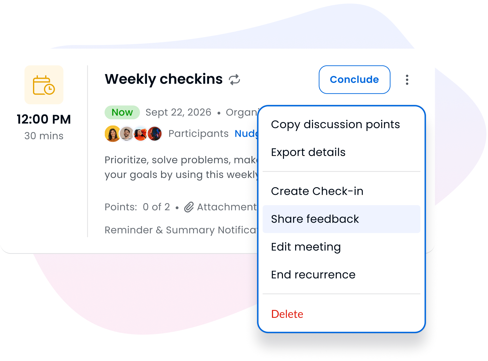Performance management interface